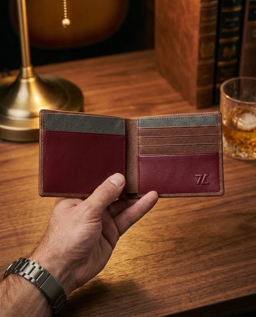 Billetera de Cuero para Hombre-Billetera Artesanal Liviana y Funcional