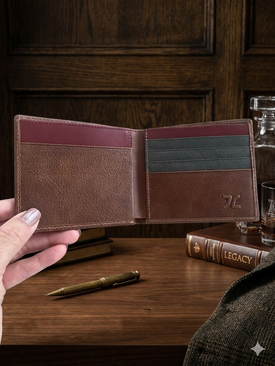 Billetera de Cuero para Hombre-Billetera Artesanal Liviana y Funcional