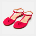 Sandalias Planas de Cuero en Rojo Valentina