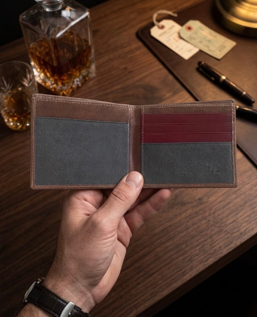 Billetera de Cuero para Hombre-Billetera Artesanal Liviana y Funcional
