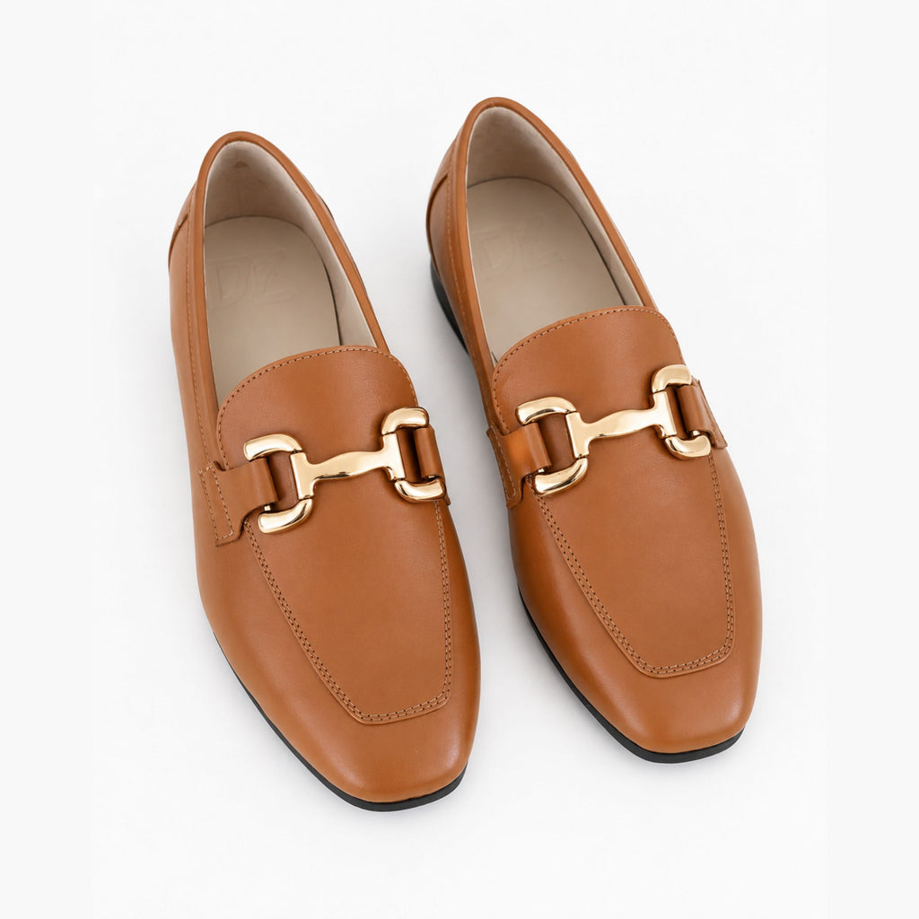Mocasines de Cuero con Herraje Dorado Siena