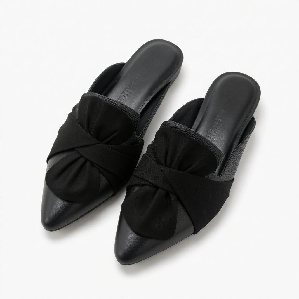 Mules negros elegantes para mujer