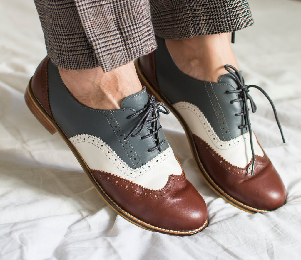 Zapato Oxford Lolita - Plomo y Chocolate